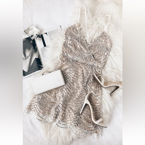 Lulus Dresses & Skirts - Lulus Lele White and Silver Sequin Mini Dress